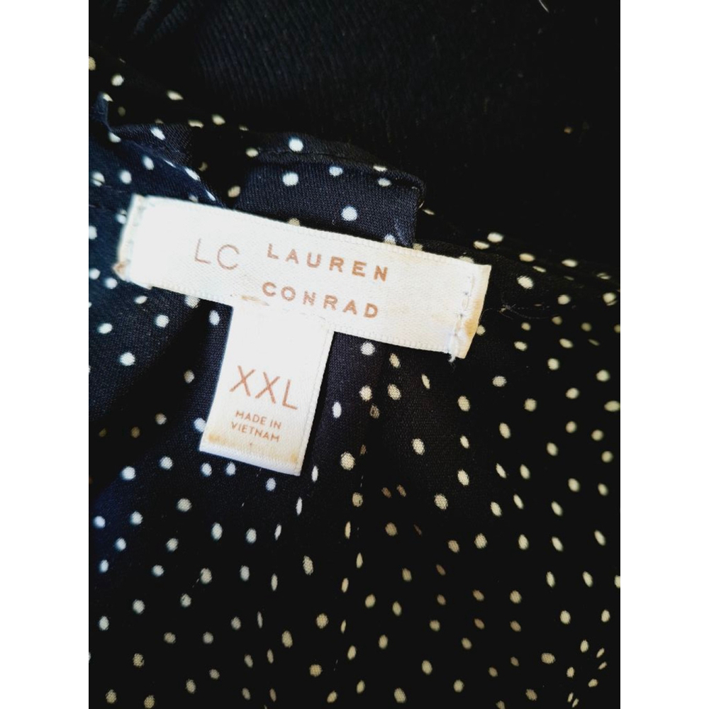 Lauren Conrad XXL Black Polka Dot women's officecore secretary teacher top - Picture 7 of 8